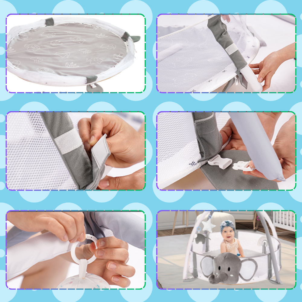 mata edukacyjna dla niemowląt interaktywna 4w1 słonik piłeczki maskotki