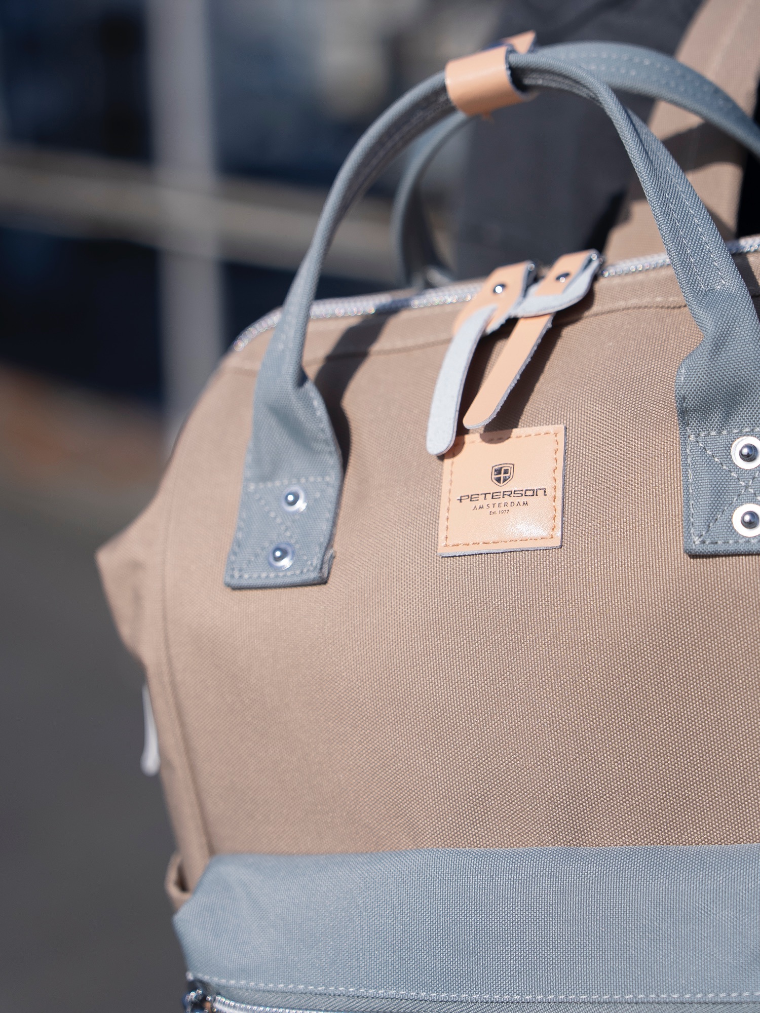 plecak materiałowy ptn beta-6072 khaki+gray