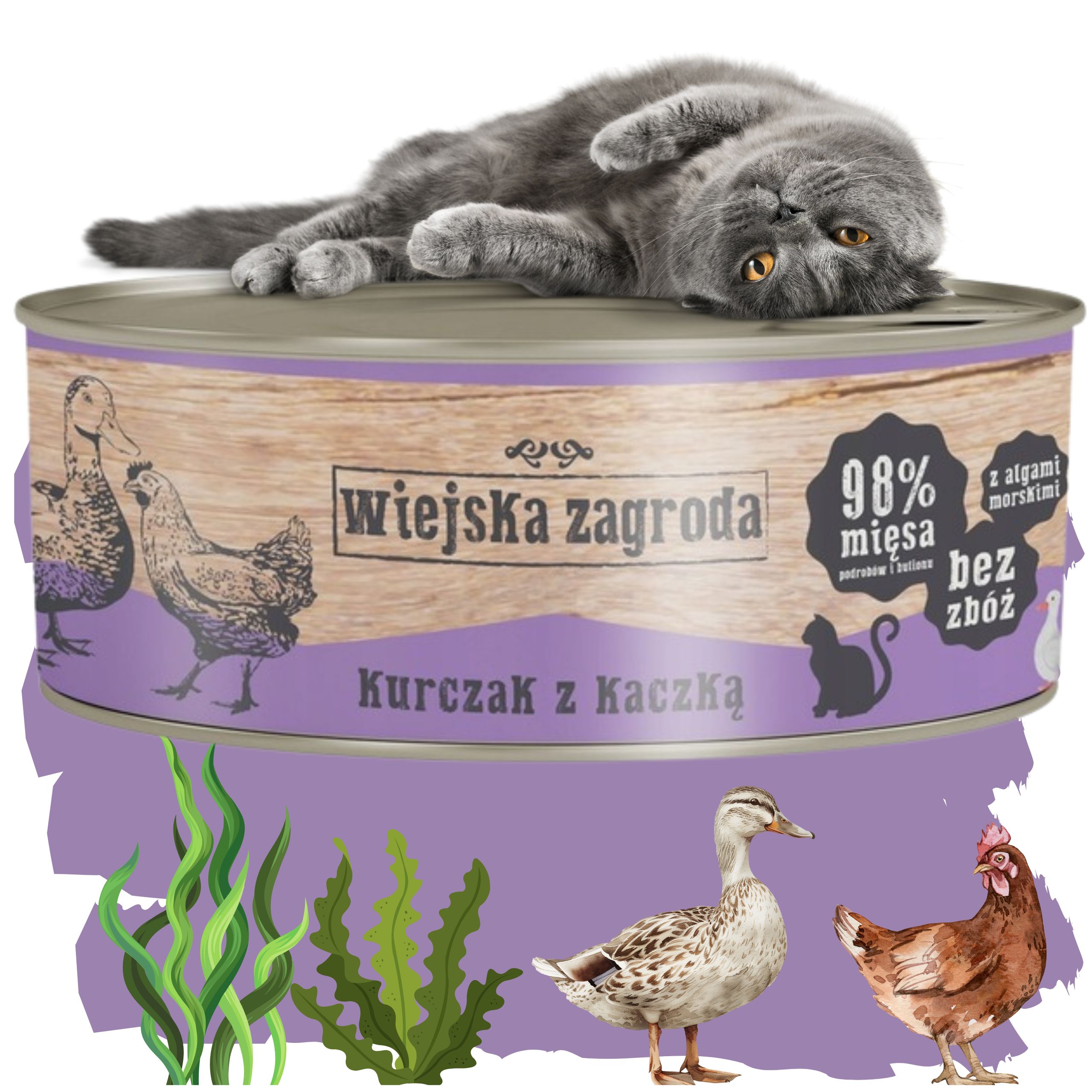 karma mokra dla kota  kurczak kaczka 85g wiejska zagroda bez zbóż i glutenu