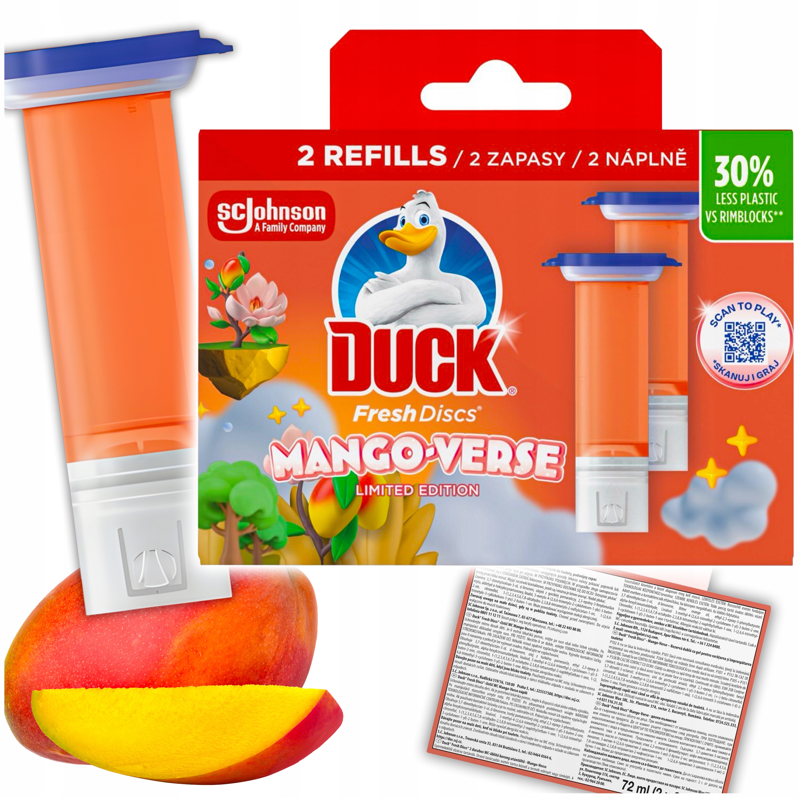 duck fresh discs mango verse - żelowy krążek do toalety 72ml (2 x 36ml)