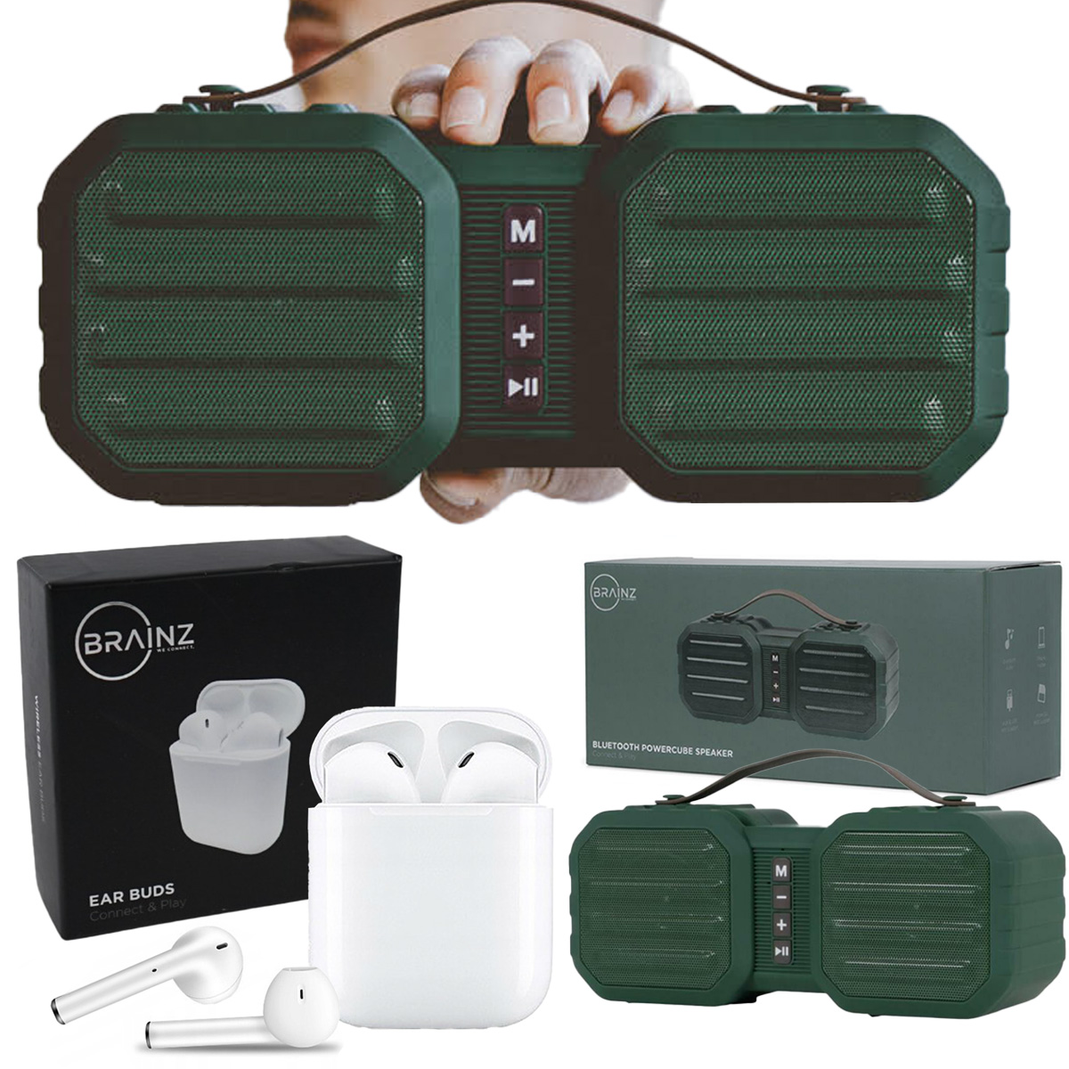 głośnik bezprzewodowy bluetooth bass charge + słuchawki bezprzewodowe białe