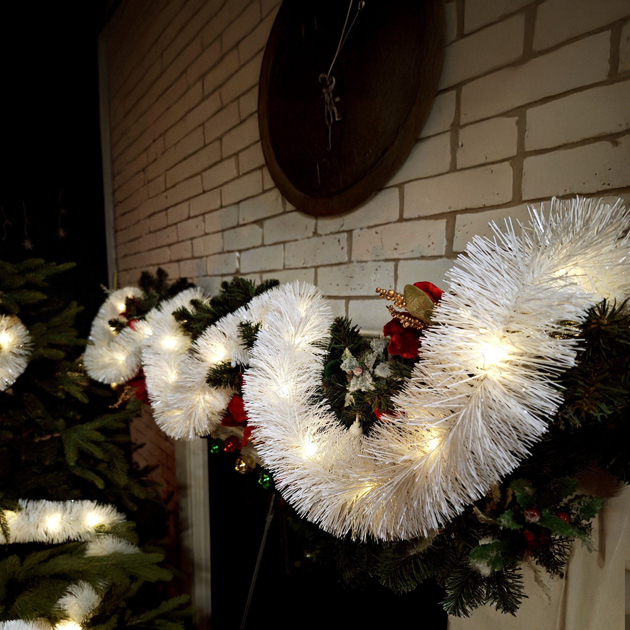 łańcuch led choinkowy biały na baterie świąteczny na choinkę 6 metrów