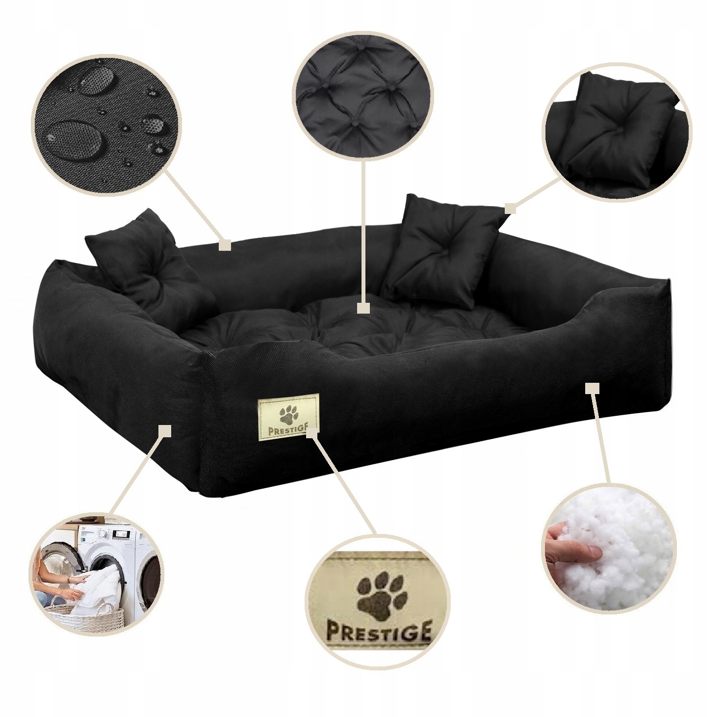 legowisko dla psa kojec prestige 55x45 cm wodoodporne czarne