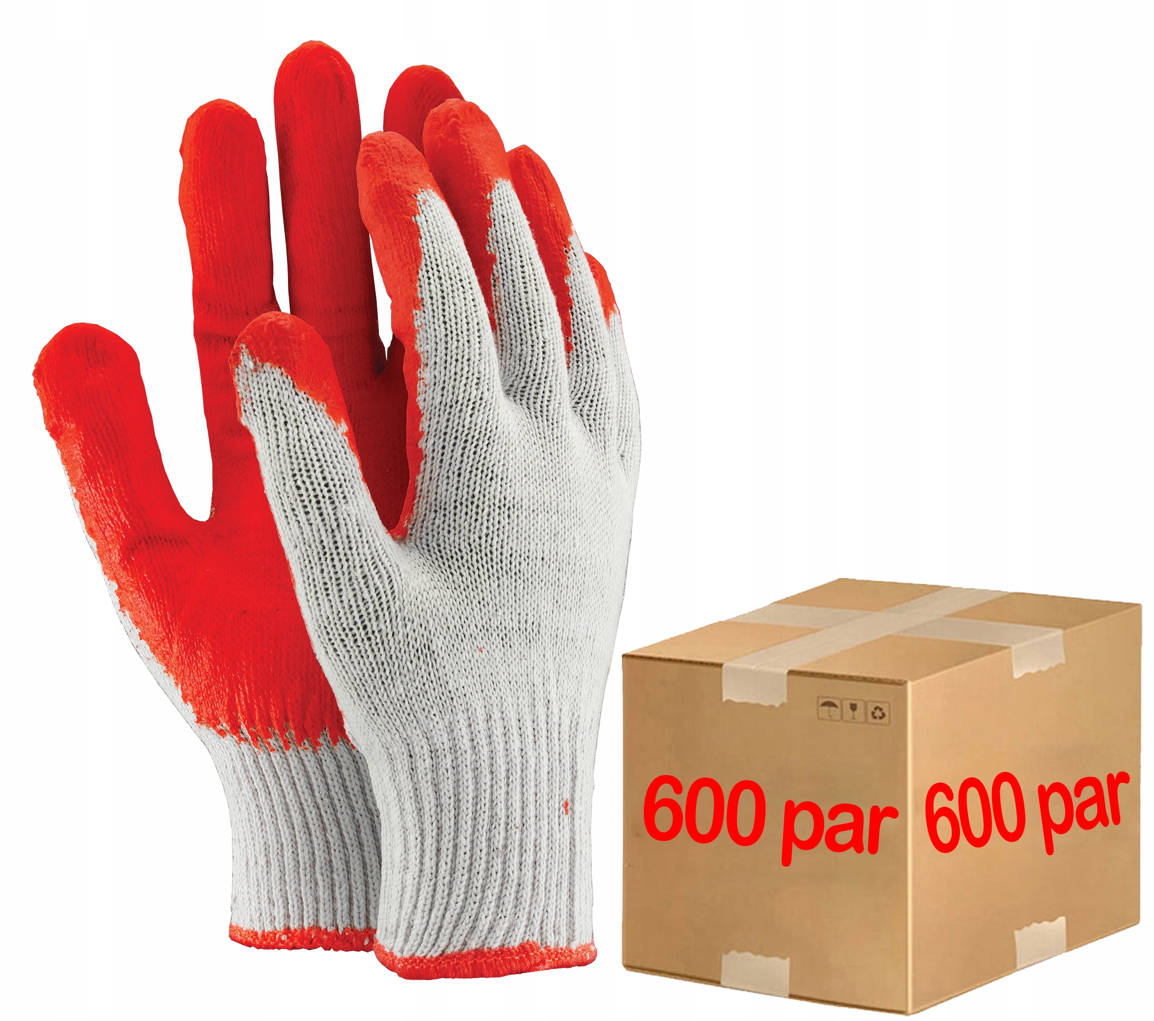 rękawice robocze / czerwone / rozmiar: 9 - l / ox-uniwamp_c - 600 szt.