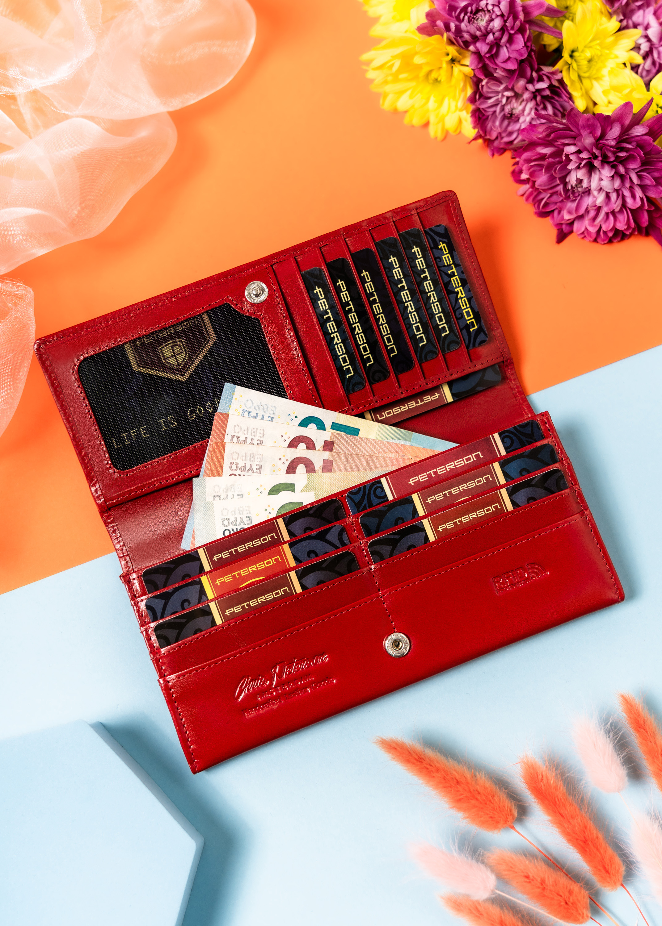 portfel damski skórzany ptn 1680133-ngv-5809 red