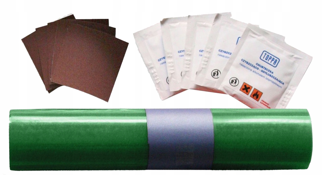 zestaw naprawczy do łatania plandek 220x32cm zielony