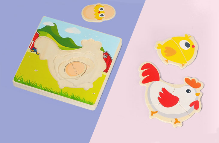 drewniane puzzle montessori dla dzieci kurczak mwz-3154