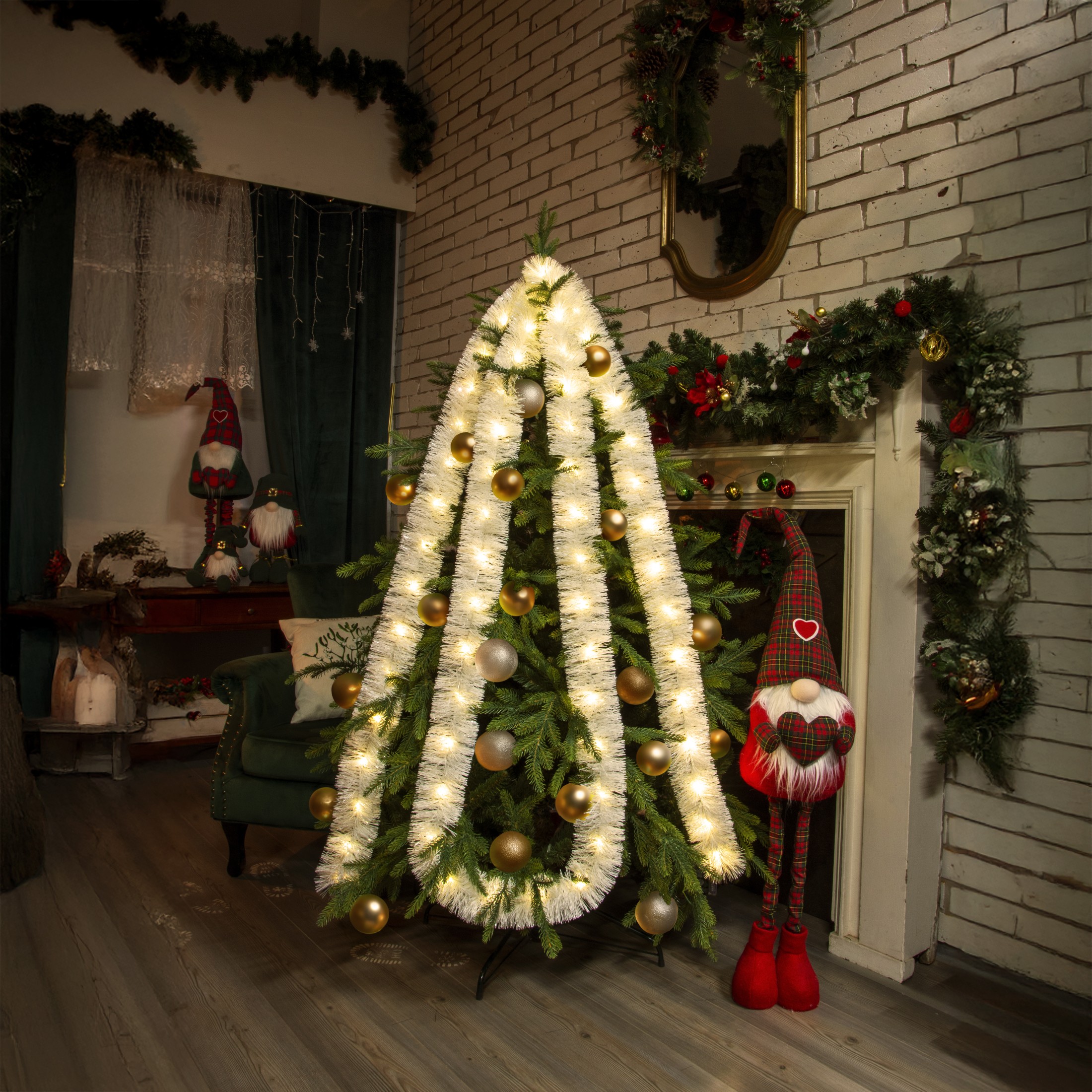 łańcuch led choinkowy biały na baterie świąteczny na choinkę 6 metrów