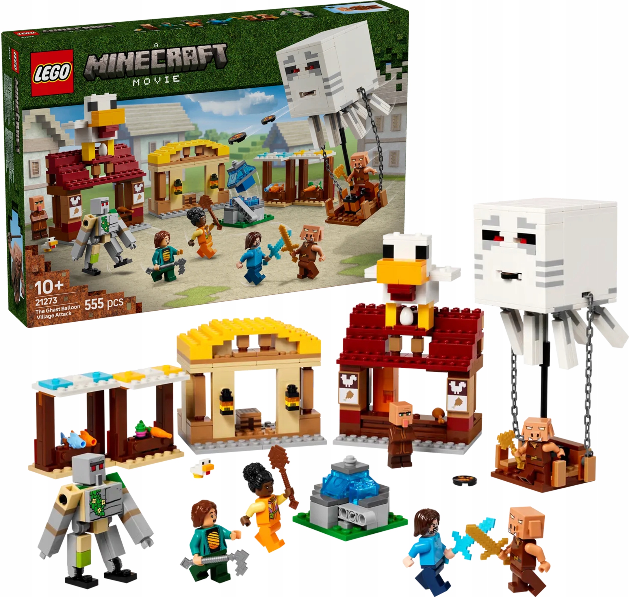 21273 - lego minecraft - atak balonowego ghasta na wioskę