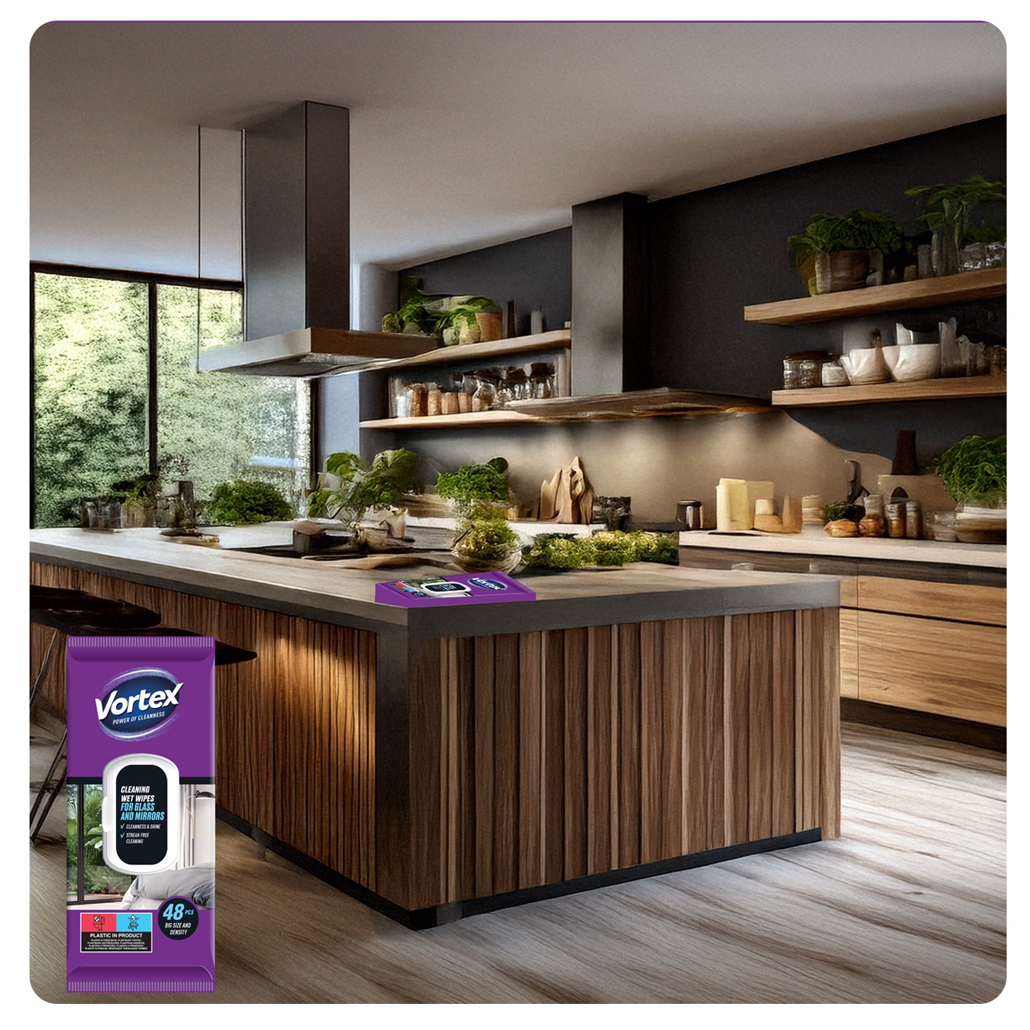 vortex chusteczki nawilżane do luster i szkła , flip top ,48 sztuk