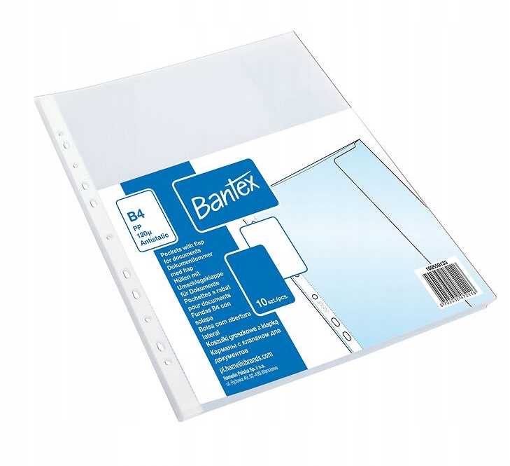 koszulki groszkowe bantex b4 z klapką 120 mic. 10 szt.