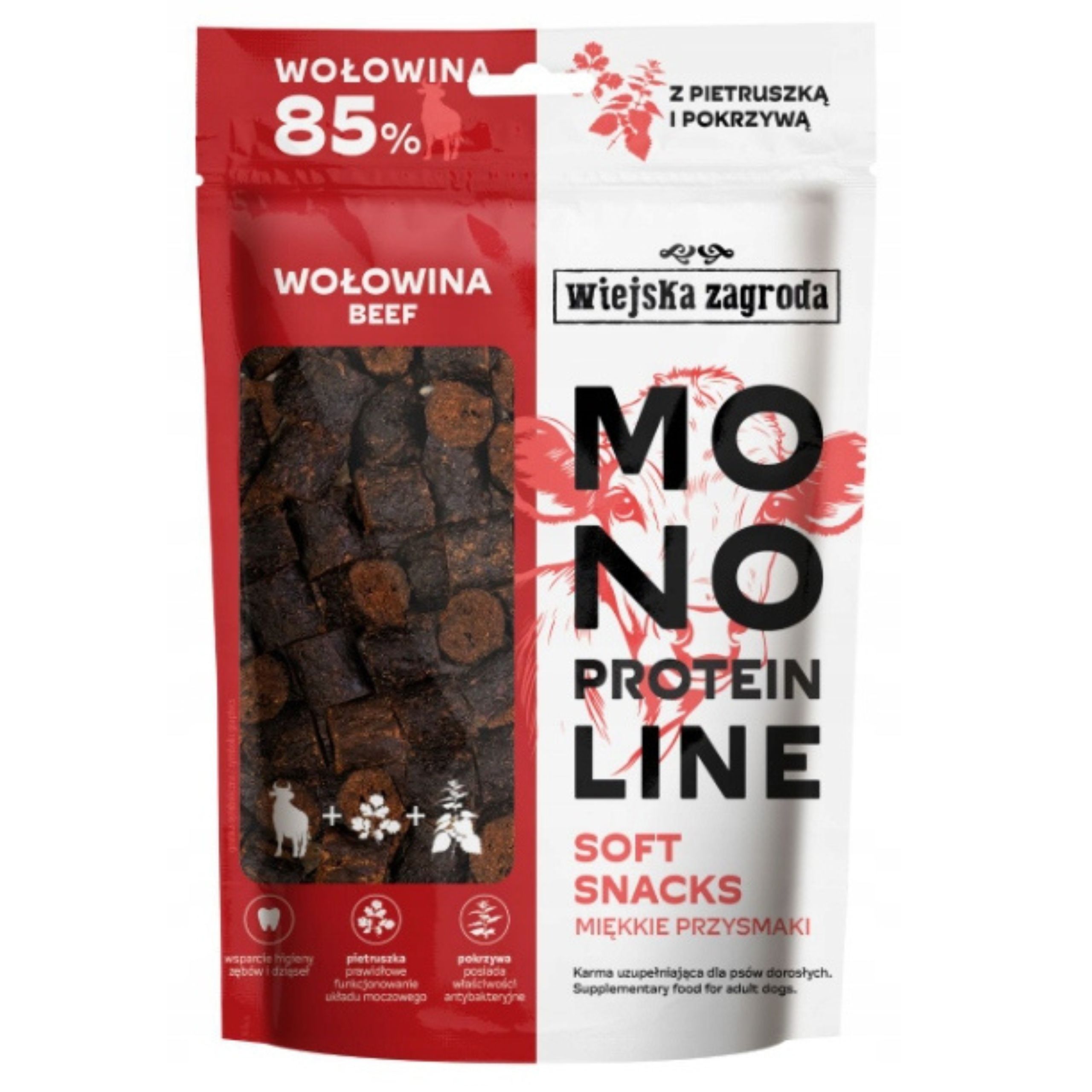przysmaki dla psa wołowina monoproteinowe smakołyki wiejska zagroda 115g