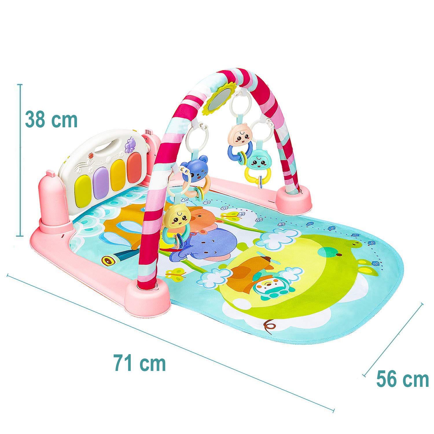 duża mata edukacyjna z pianinkiem interaktywna 5w1 różowe nicekids lz-9903