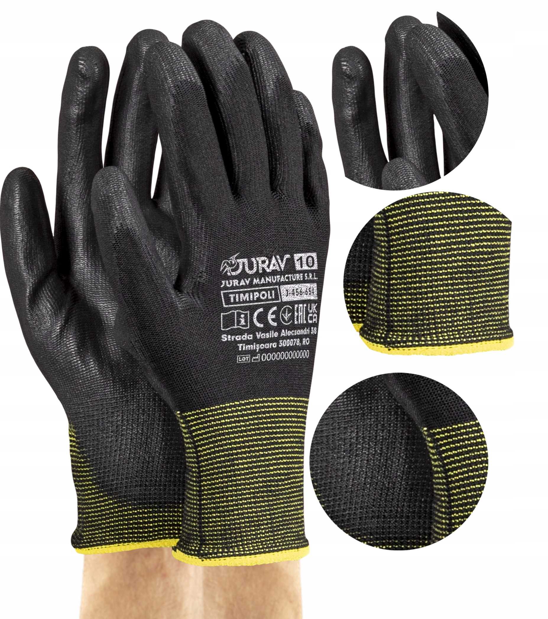 rękawice robocze czarne j-timipoli_bb10-xl - 1 para