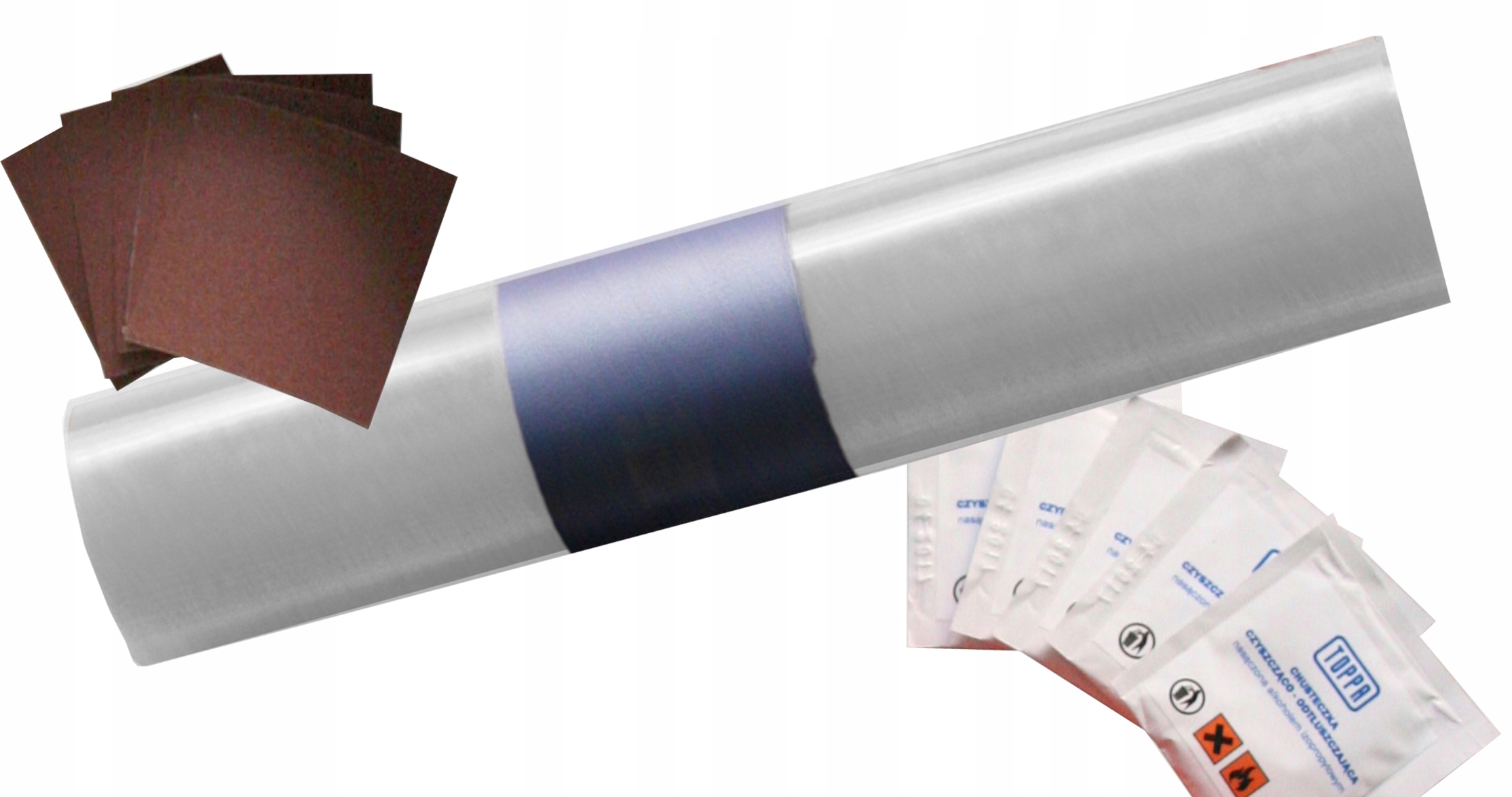 zestaw naprawczy do łatania plandek 220x32cm srebrny