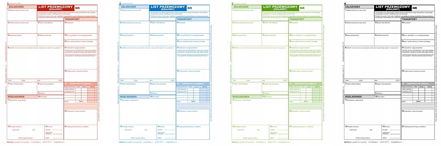 krajowy list przewozowy 80 kartek - 4 odcinki - 20 kompletów