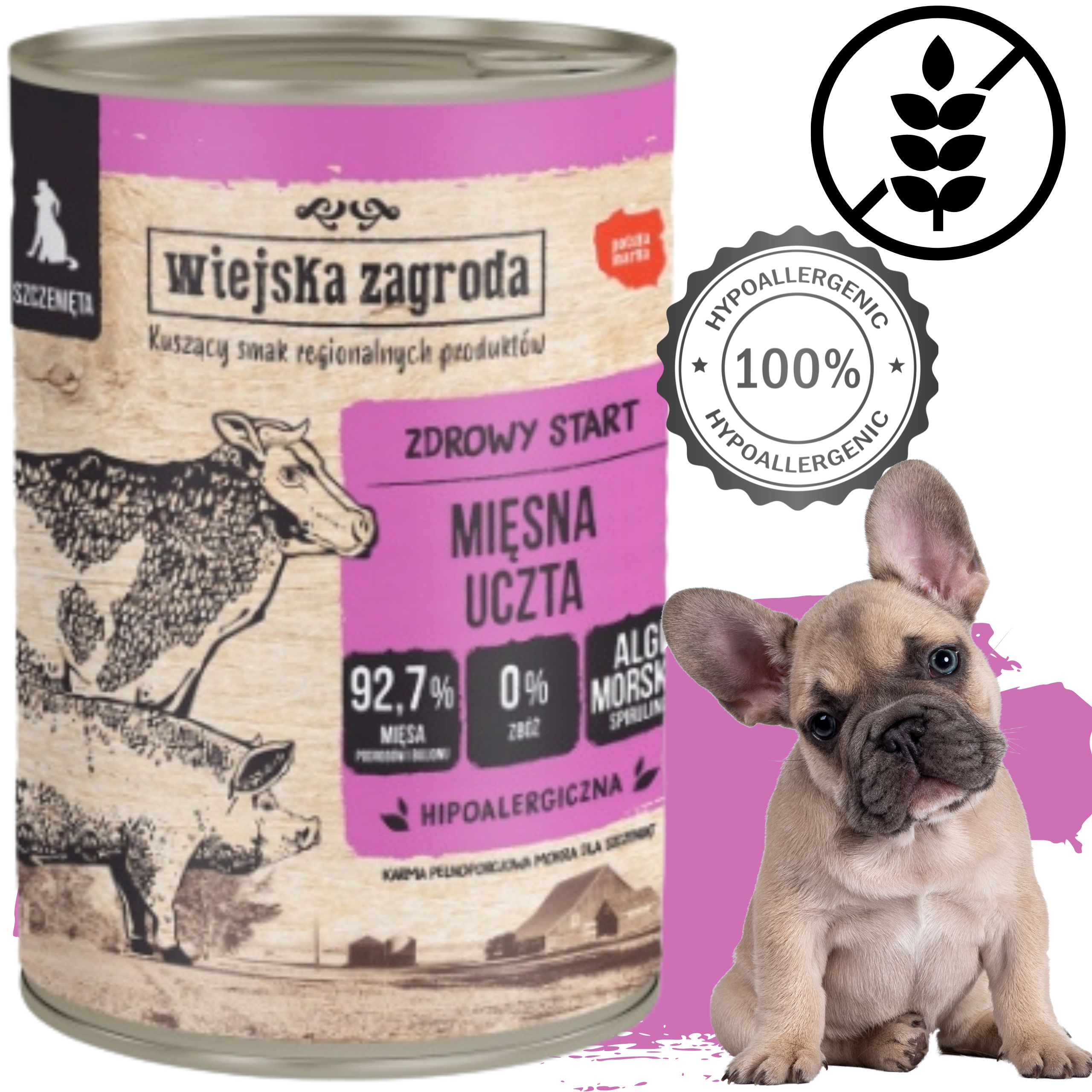 karma dla psa wołowina wieprzowina mięsna uczta 400g wiejska zagroda piesek