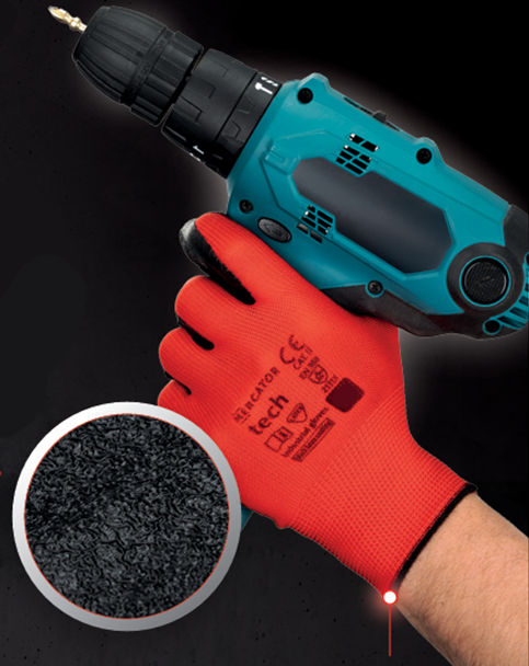 rękawice robocze mercator tech red+black latex - xl - 12 par