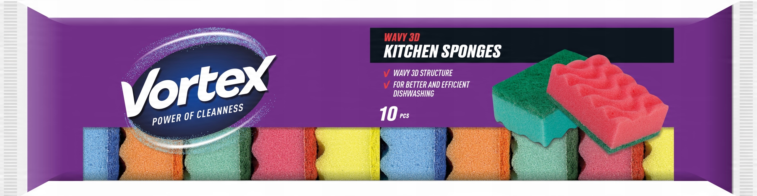 vortex gąbki kuchenne 3d wave 10 szt.