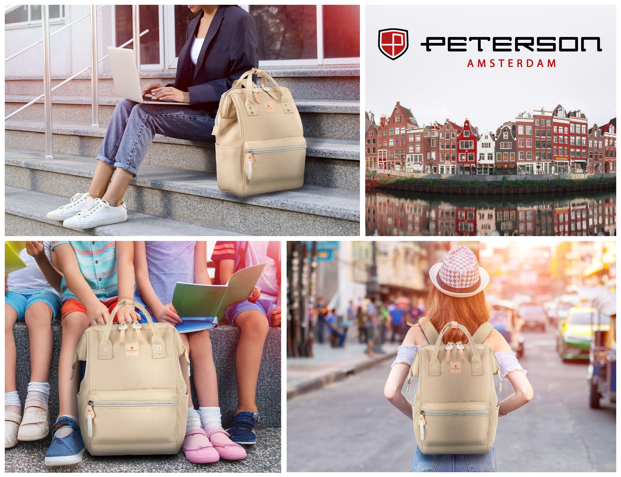 plecak materiałowy ptn beta-6058 beige