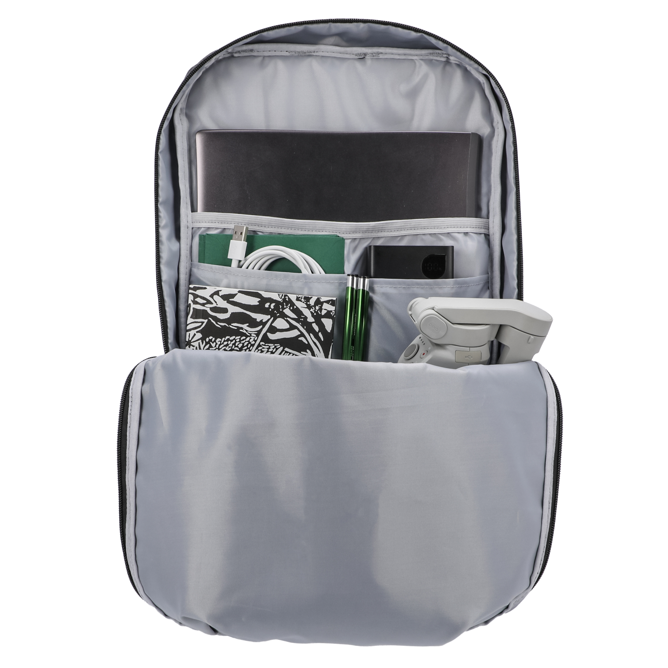 plecak czarny / szary miejski podróżny na laptop 15,6" pojemny do samolotu