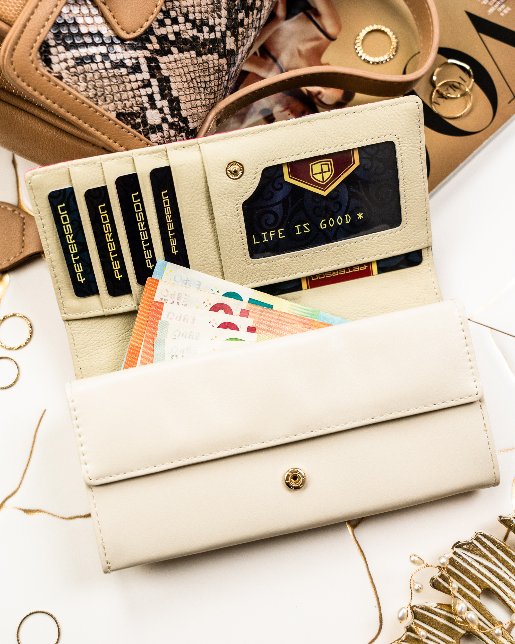 portfel damski skóra+pu ptn px22-pf1-4832 rose