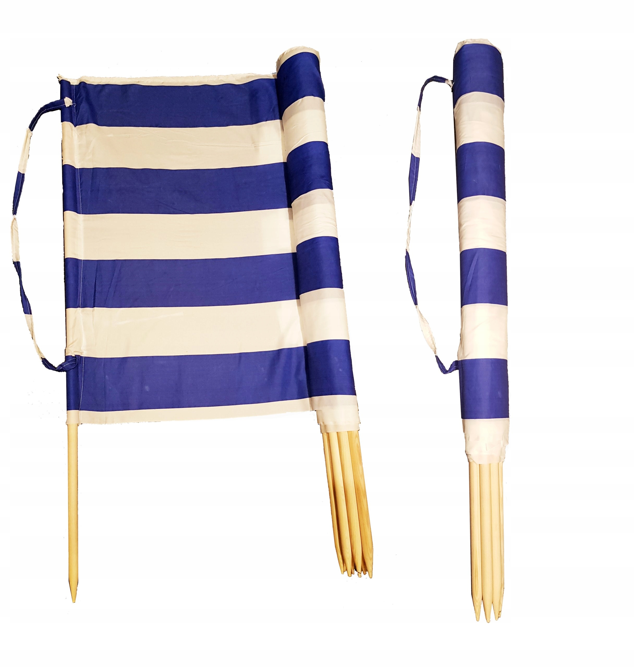 parawan plażowy 5m biało niebieski pasy