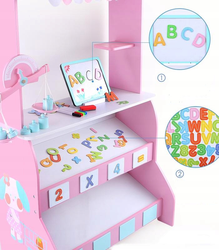 drewniany sklep różowy