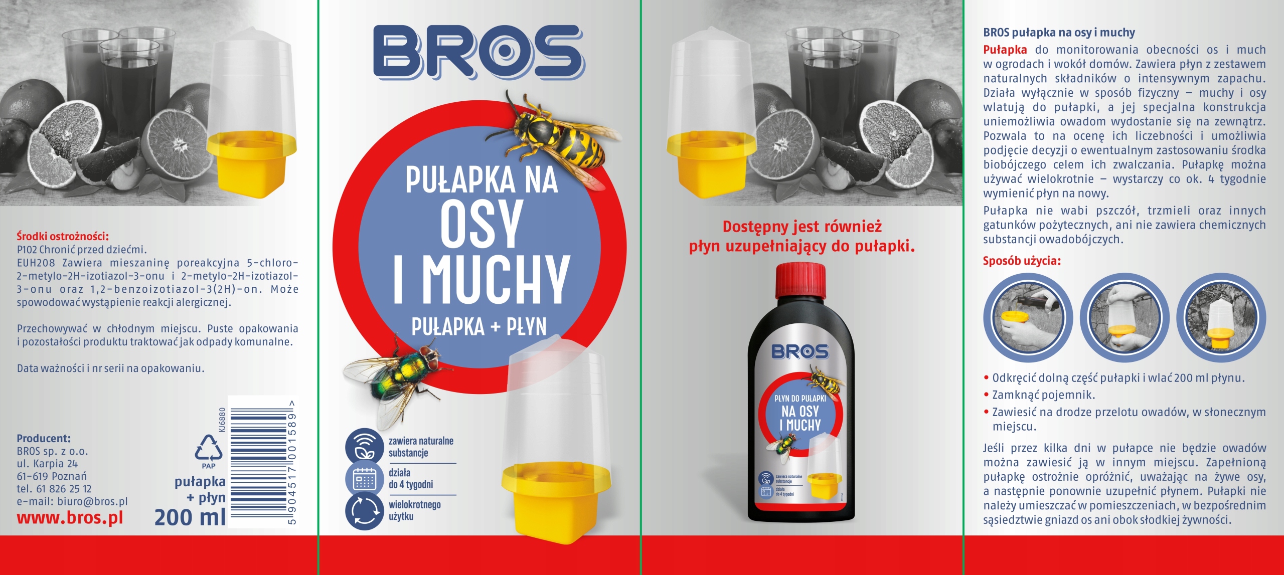 bros - pułapka z płynem na osy i muchy