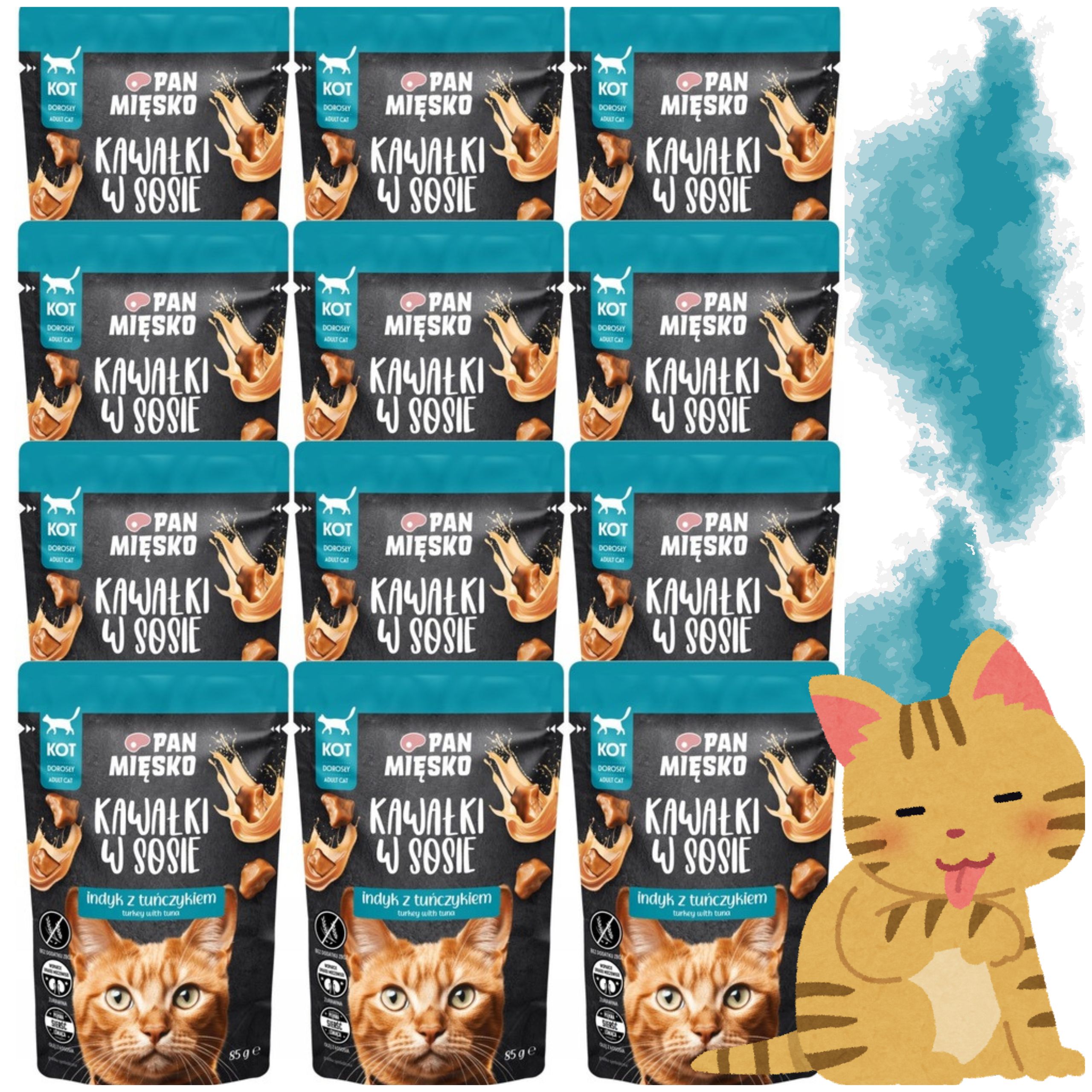 karma mokra dla kota kawałki mięsa indyk tuńczyk pan mięsko 85g bezzbożowa