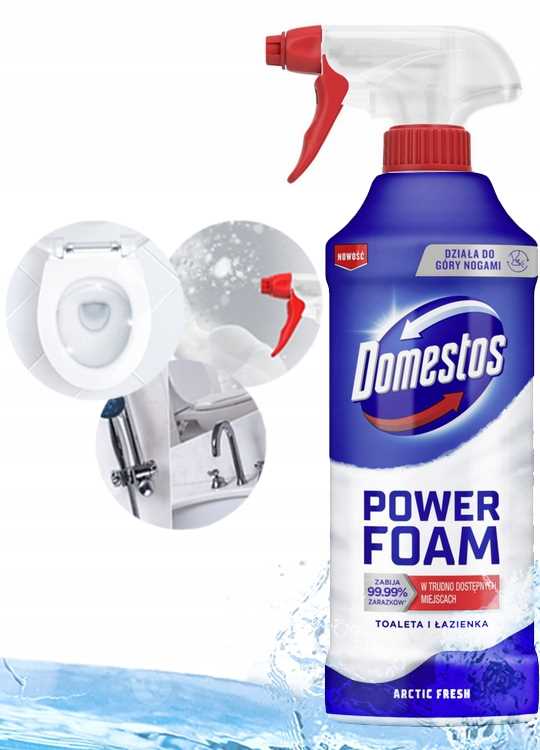domestos power foam piana do mycia toalety i łazienki arctic fresh 435ml