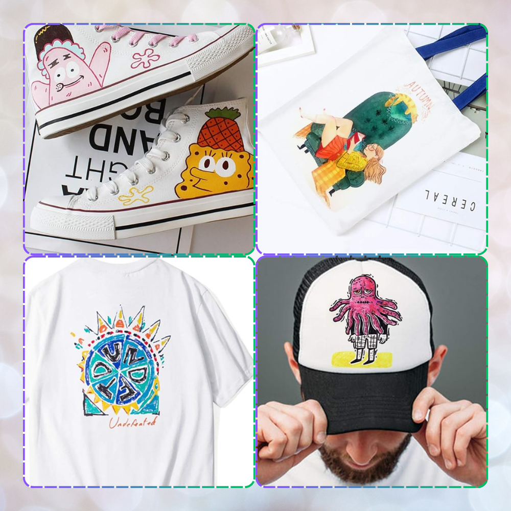 pisaki do tkanin ubrań koszulek markery flamastry mazaki zestaw 6 kolorów