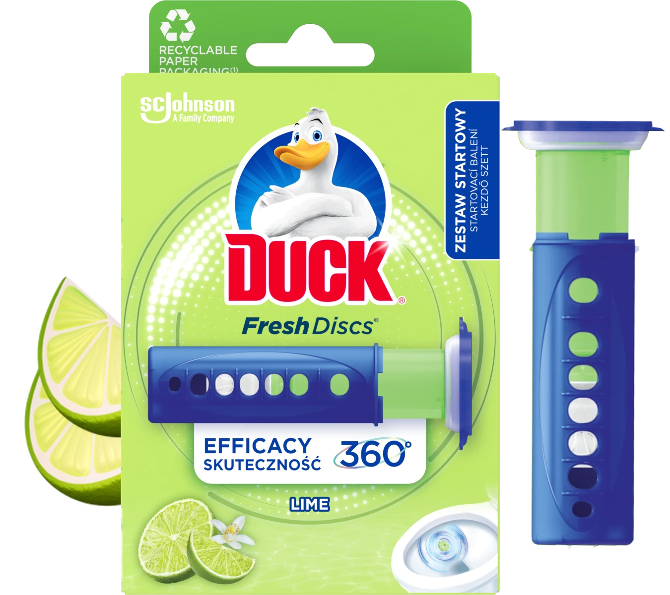 duck fresh discs lime - żelowy krążek do toalety 36ml + aplikator