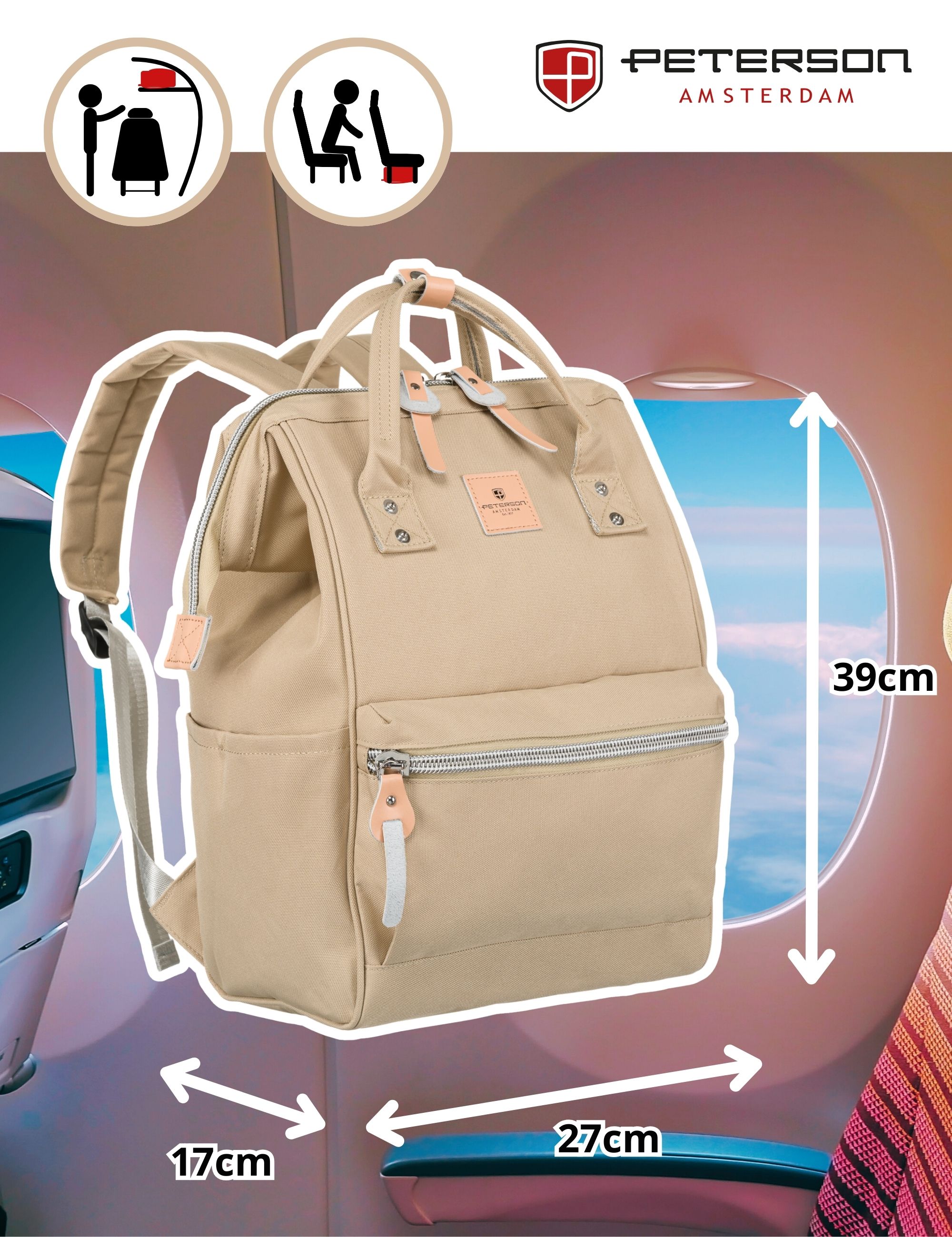 plecak materiałowy ptn beta-6058 beige