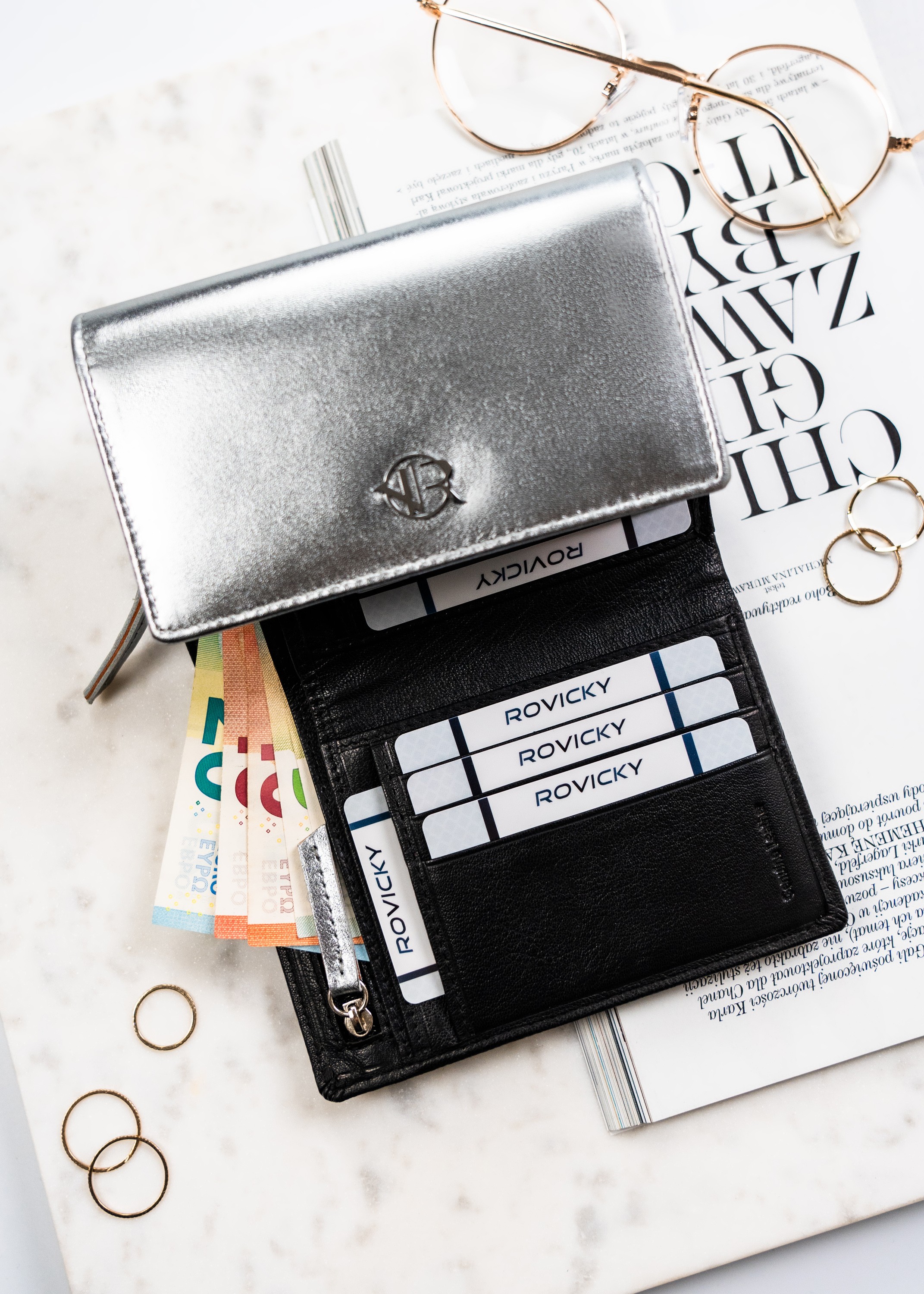 portfel damski sk. rv-3412-sla-4903 silver-black