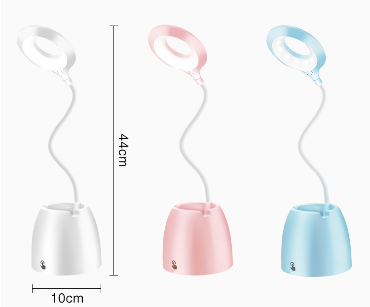 lampka biurkowa niebieska z pojemnikiem