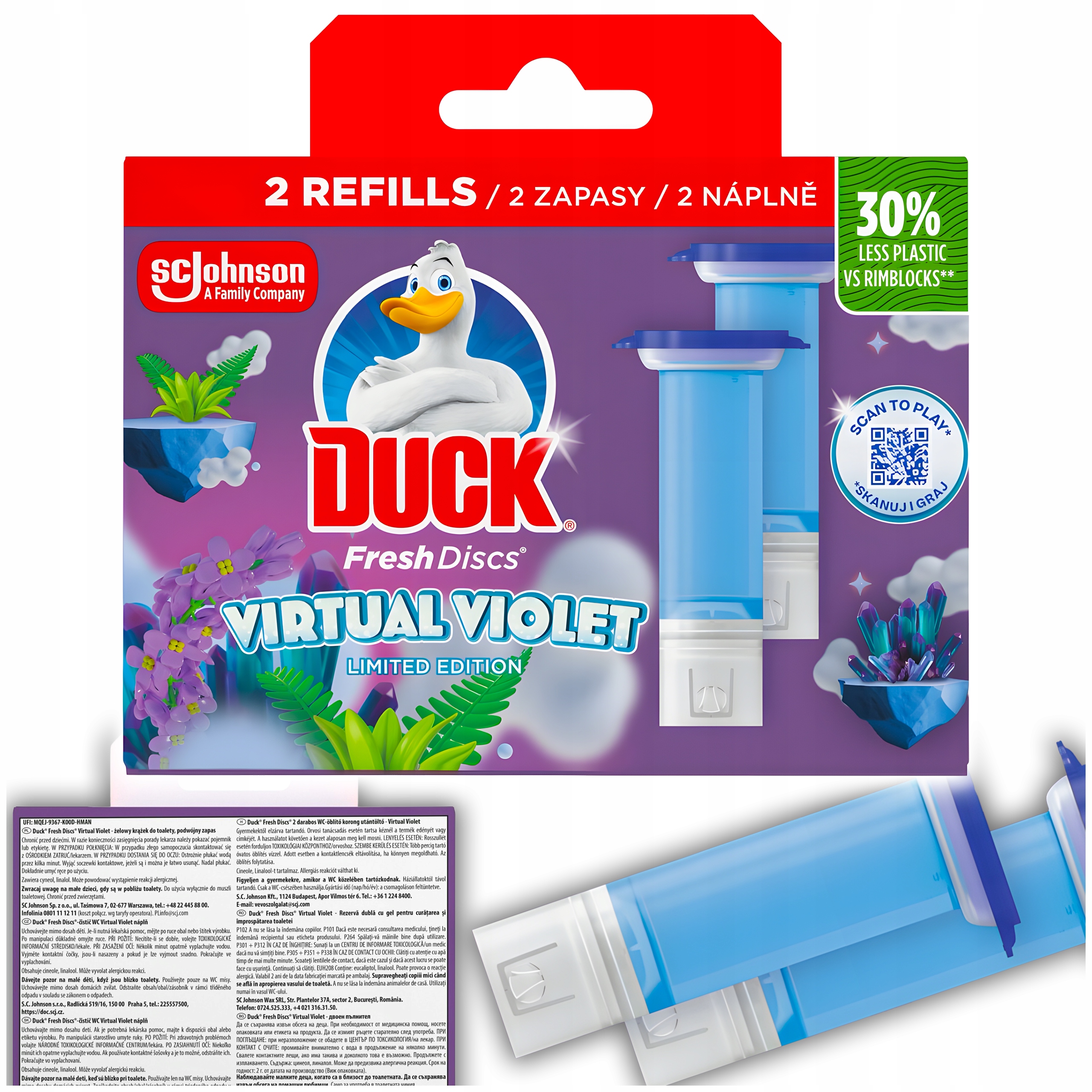 duck fresh discs virtual violet - żelowy krążek do toalety 72ml (2 x 36ml)