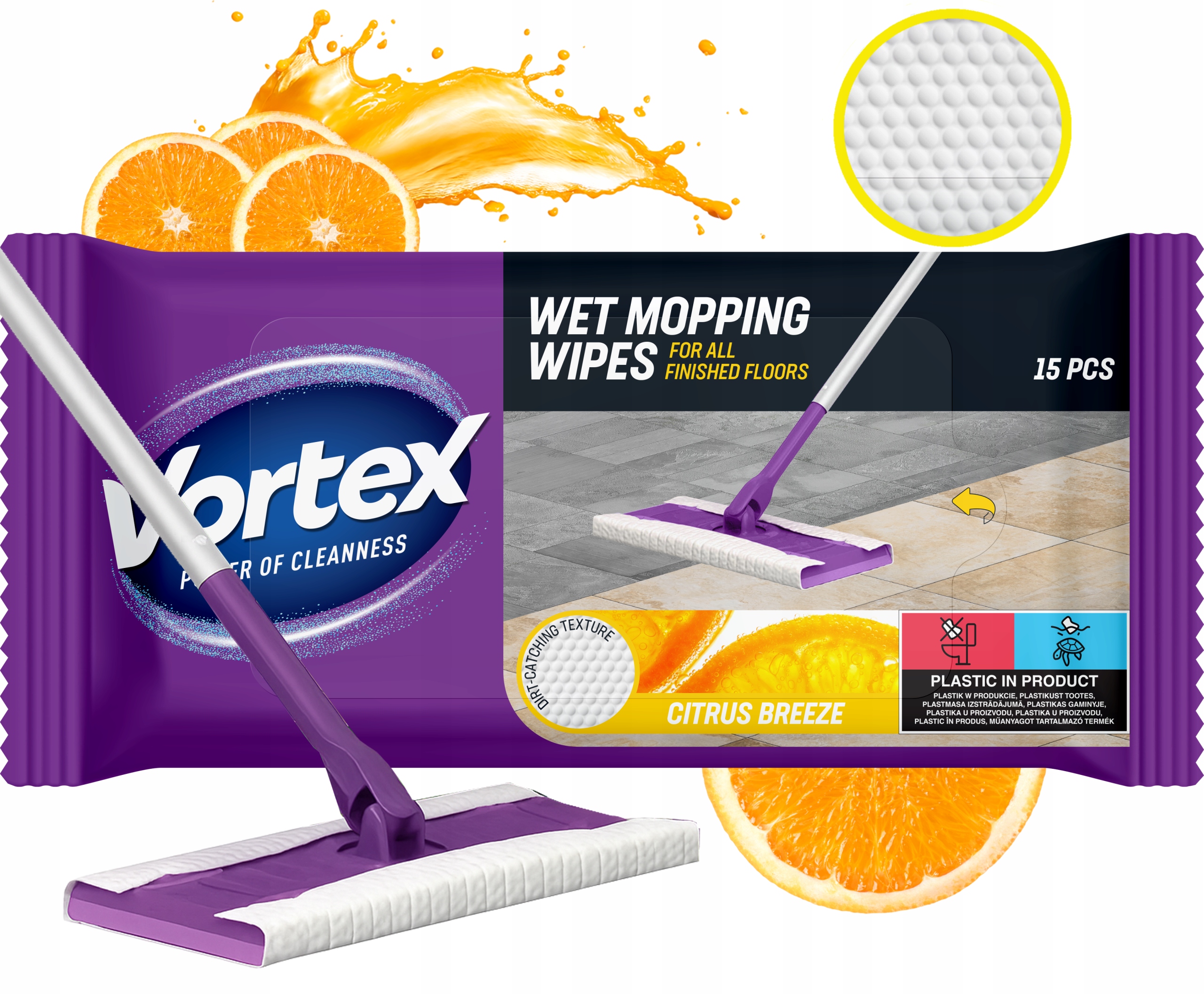 vortex ściereczki do mycia podłóg 15 szt. citrus breeze