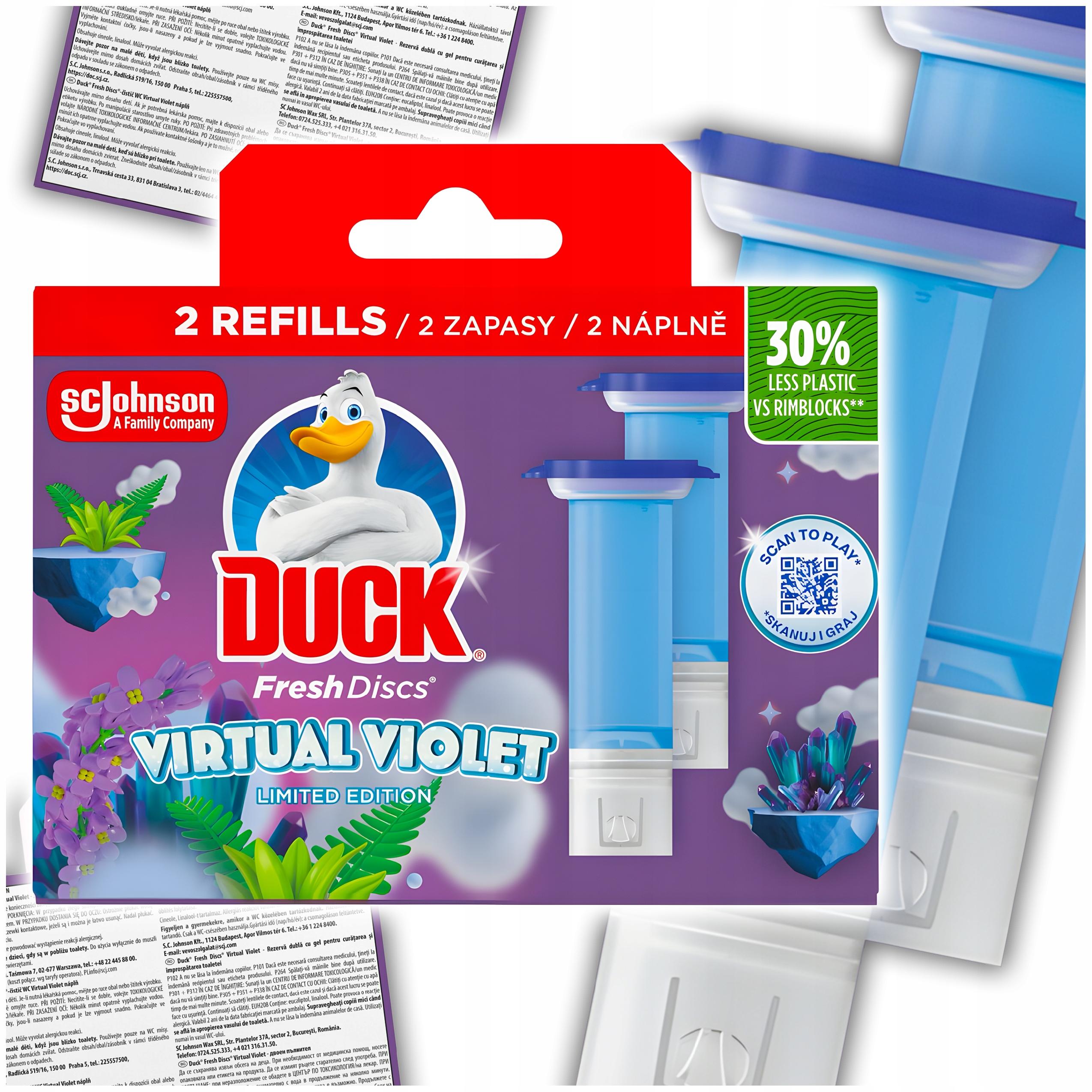 duck fresh discs virtual violet - żelowy krążek do toalety 72ml (2 x 36ml)