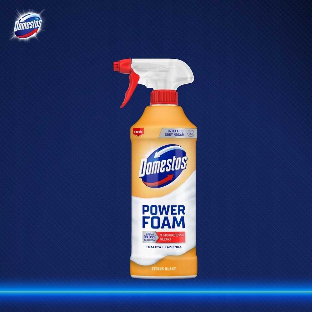 domestos power foam piana do mycia toalety i łazienki citrus blast 435ml
