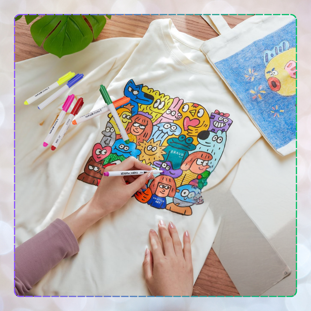 pisaki do tkanin ubrań koszulek markery flamastry mazaki zestaw 6 kolorów