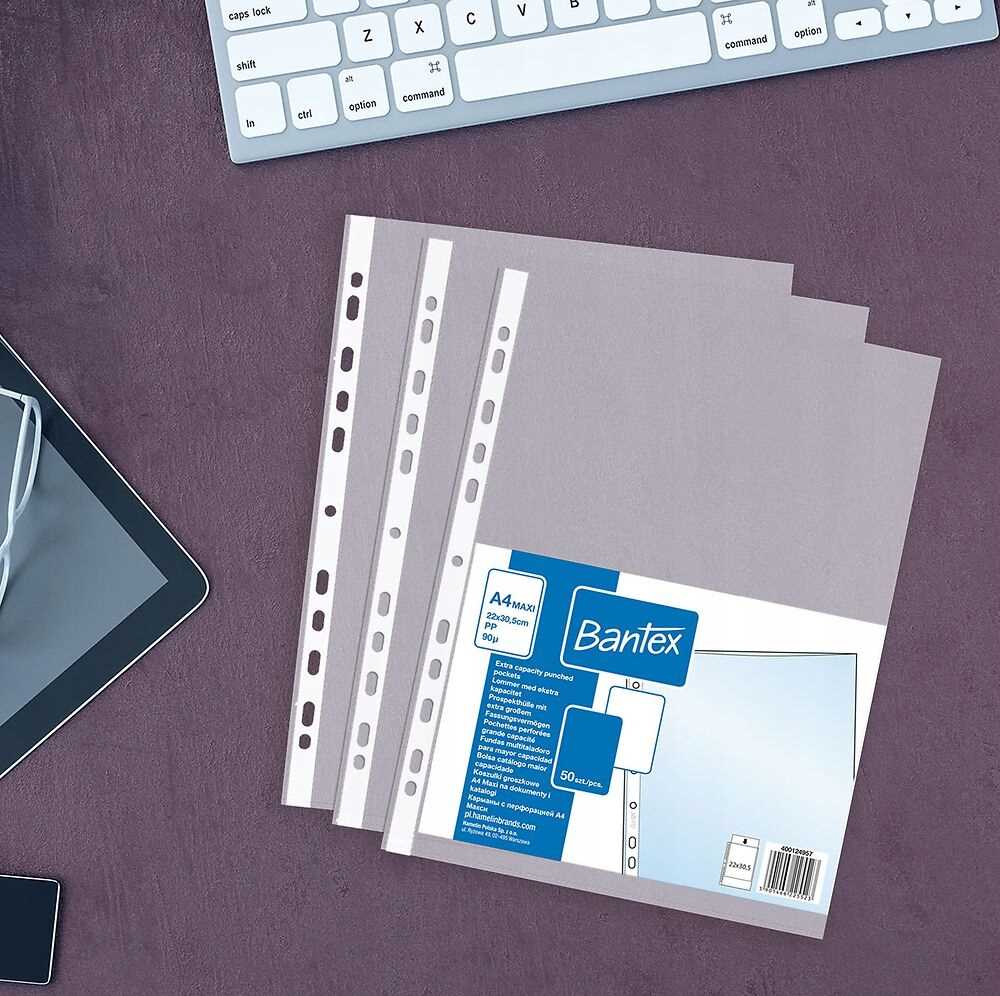 koszulki groszkowe bantex a4 maxi poszerzana 90 mic. 50 szt.