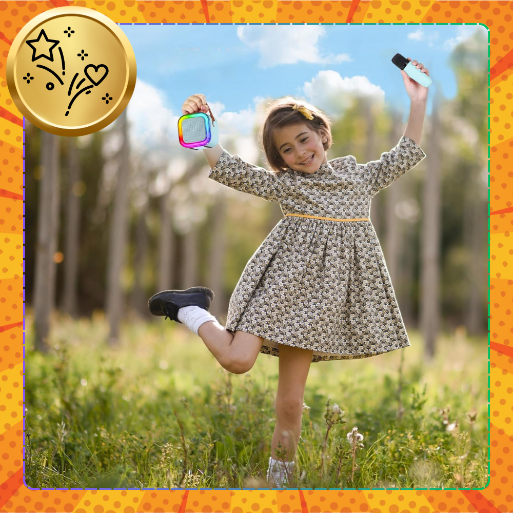 głośnik przenośny bezprzewodowy bluetooth karaoke z 2 mikrofonami usb rgb 1