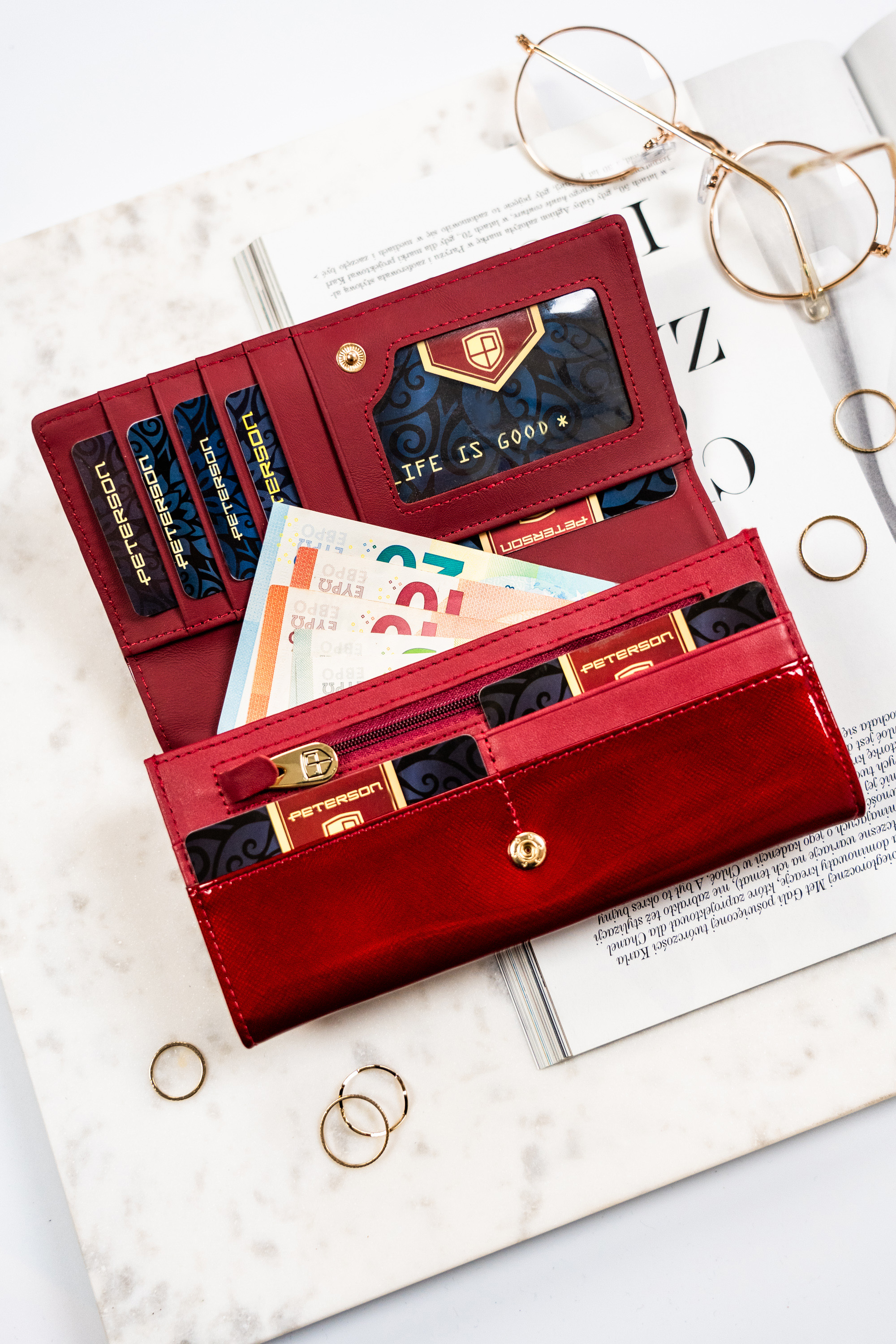 portfel damski skórzany ptn ph27-1-saf-1963 red