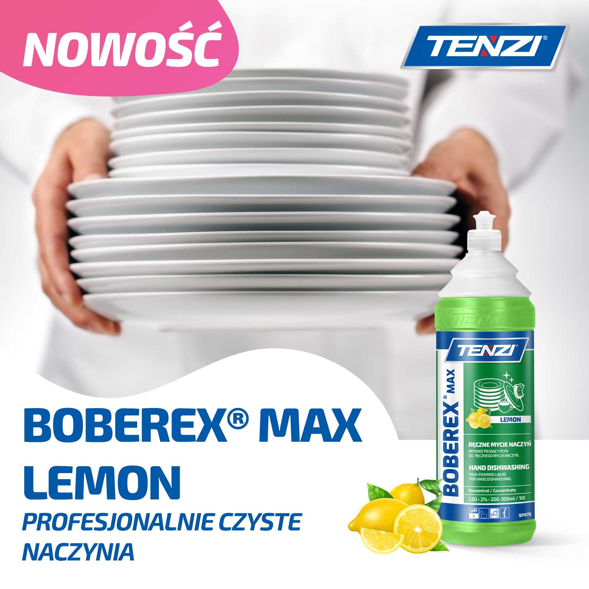 tenzi boberex max lemon 1l. płyn do mycia naczyń