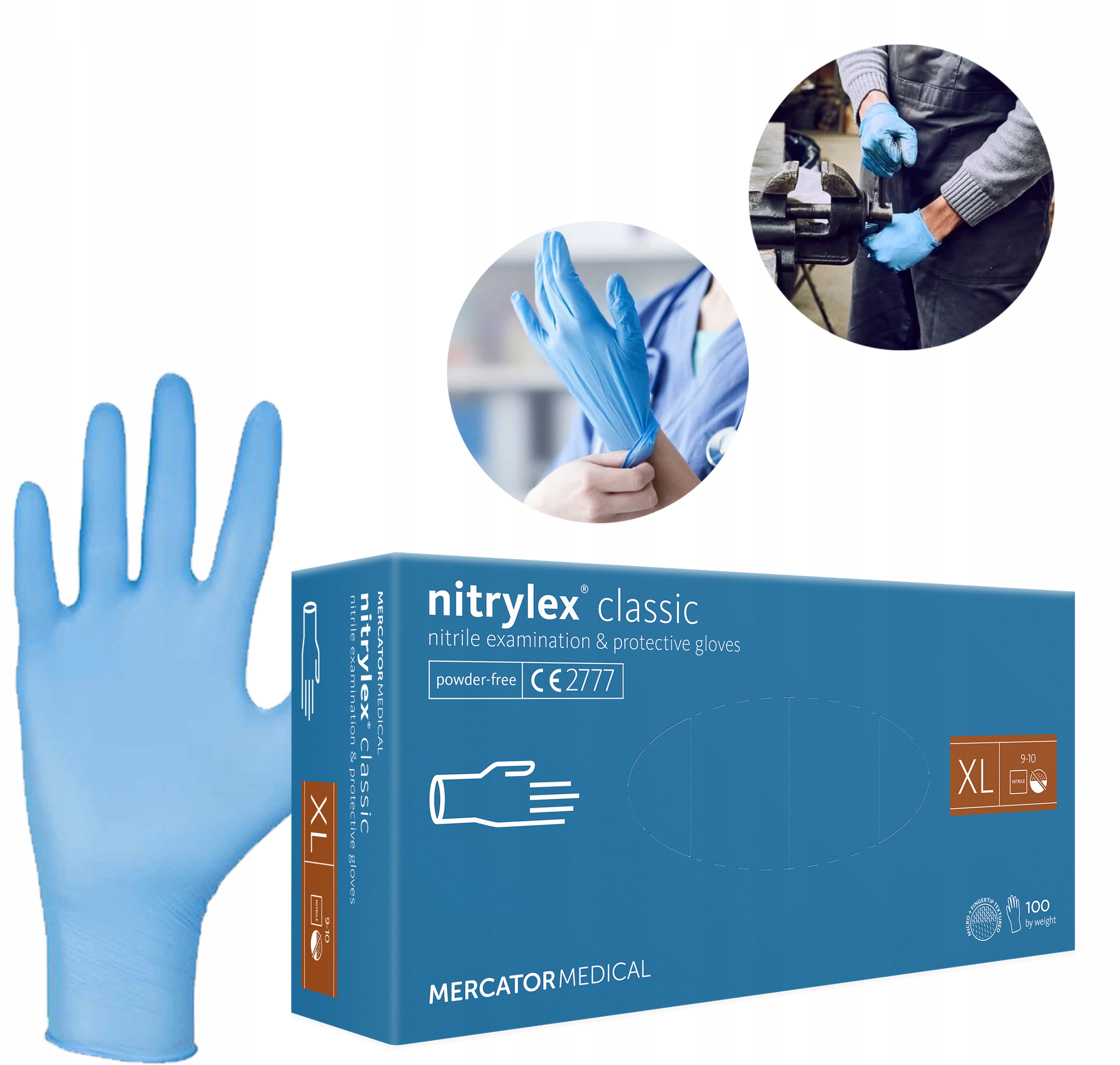 rękawice nitrylowe 100 sztuk / niebieskie / rozmiar: 10 - xl / nitrylex