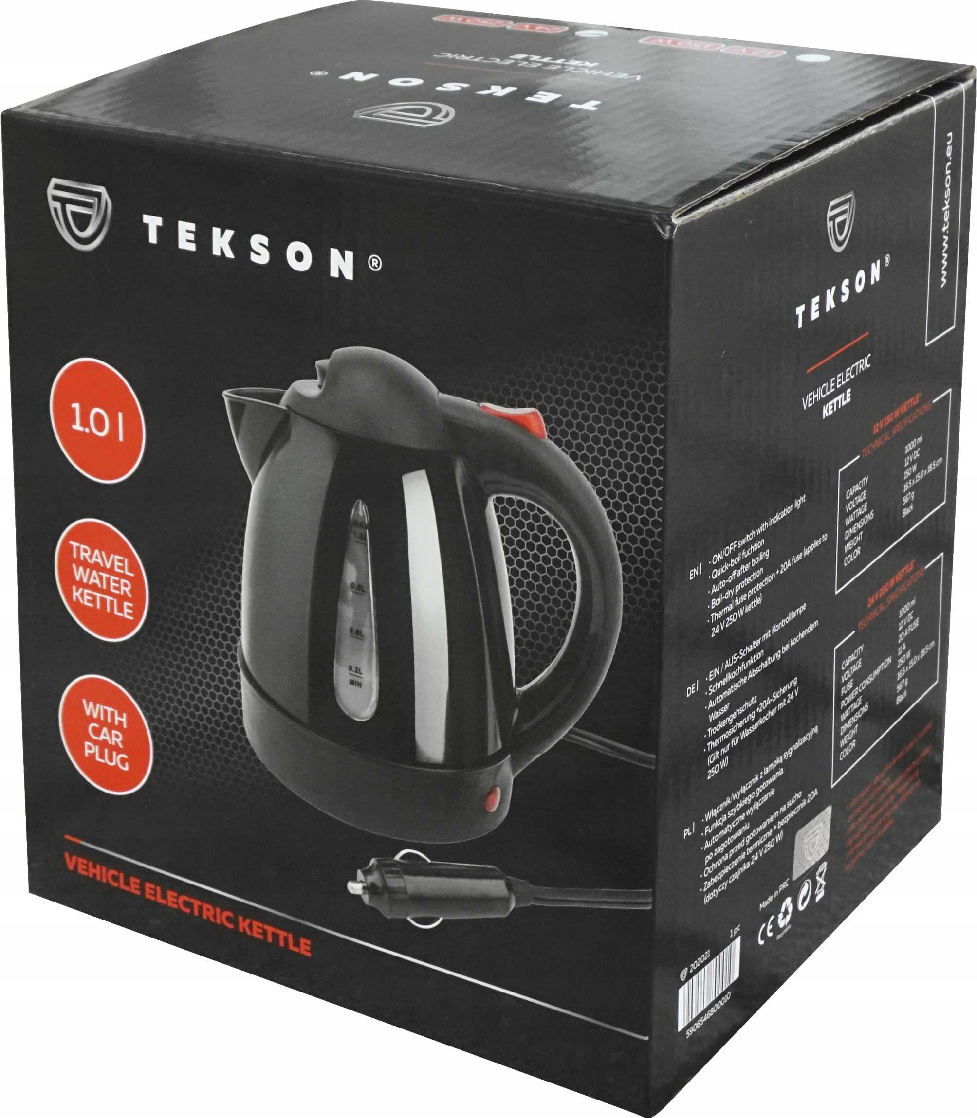 czajnik elektryczny 1l 24v na wtyczkę samochodową tekson