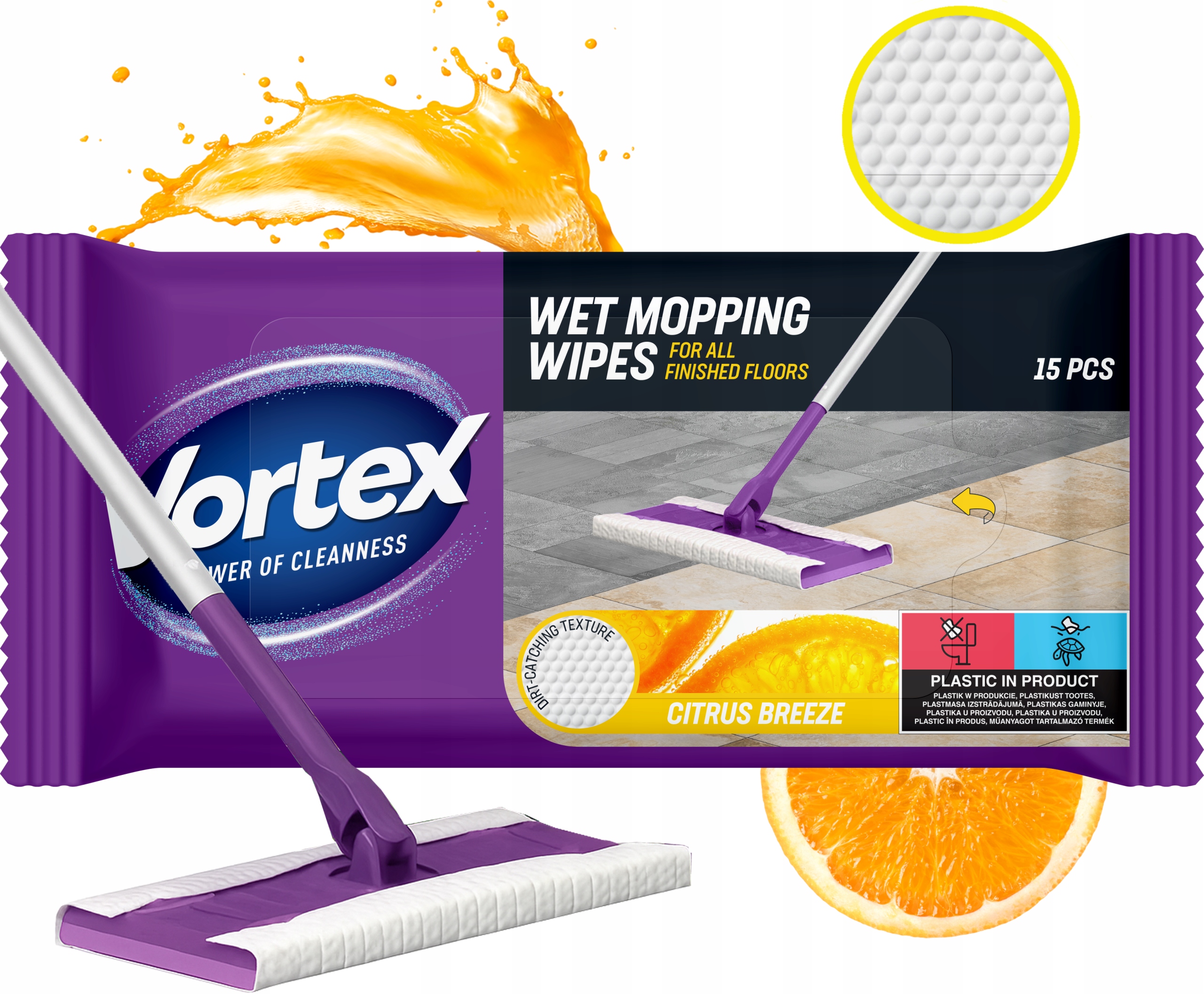 vortex ściereczki do mycia podłóg 15 szt. citrus breeze