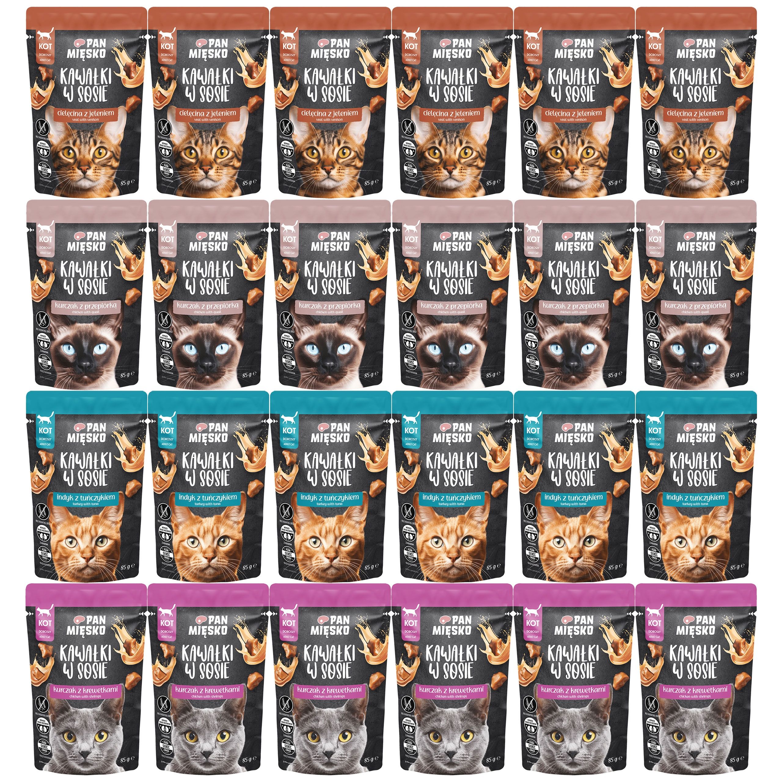 karma mokra dla kota kawałki mięsa indyk mix smaków pan mięsko 85g bez zbóż