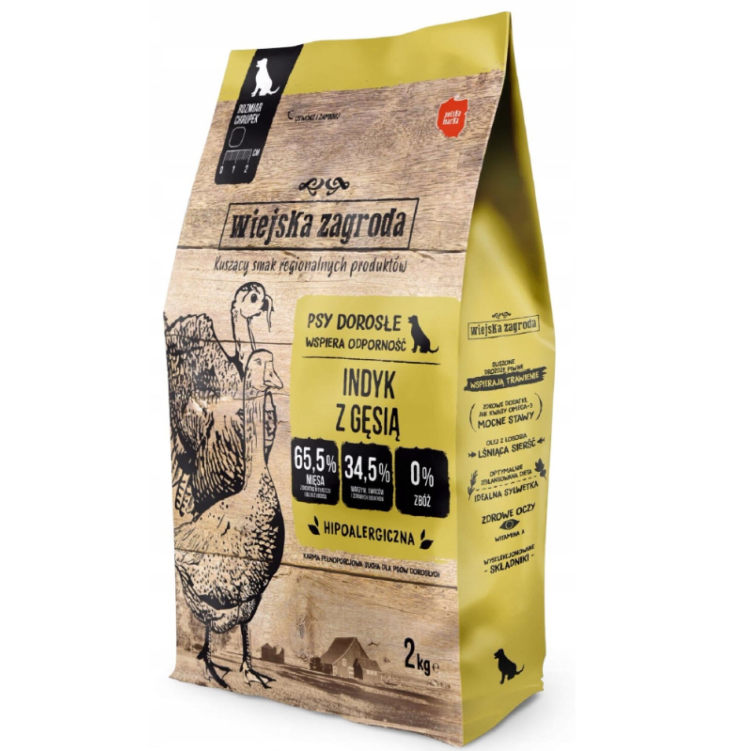 sucha karma dla psa indyk z gęsiną m 2kg wiejska zagroda hipoalergiczna